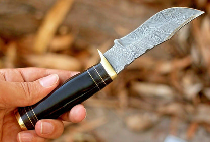 8 Inch Handmade Damascus Bowie Knife with Resin and Brass Handle