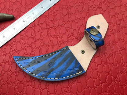 Handmade Best Damascus Karambit Knife Full Tang Damascus Steel Karambit with Wood Handle