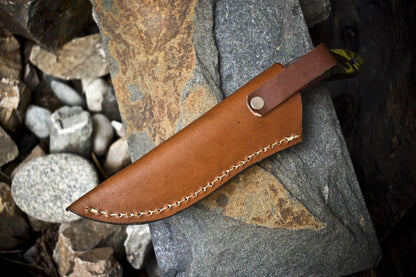 Custom Twist Damascus Skinner Knife with Hardwood Handle – Handmade EDC Fixed Blade