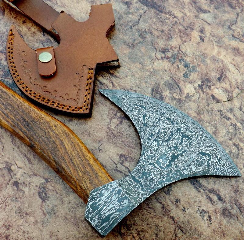 Custom Handmade 18-Inch Damascus Viking Axe – Rose Wood Handle with Precision Steel Blade
