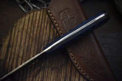 8" Twist Damascus Skinner Knife with Hard Wood Handle for Fishing and Veterans Gift