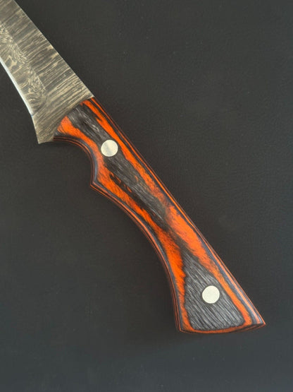 13" Handmade Damascus Fillet Knife Custom Fillet Knife with Pakka Wood Handle & Sheath
