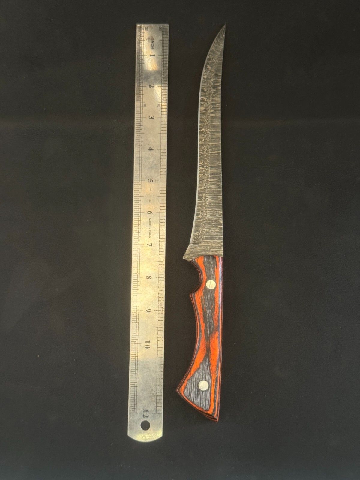 13" Handmade Damascus Fillet Knife Custom Fillet Knife with Pakka Wood Handle & Sheath