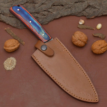 Handmade Damascus Steel Fillet Chef Knife with Full Tang Pakka Wood Handle