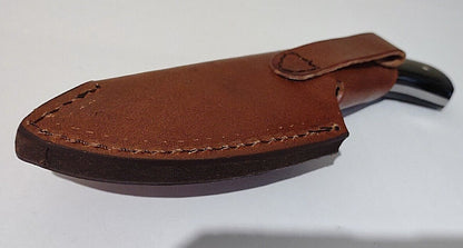 7" Hunting Bowie Knife 440 Stainless Steel Buffalo Horn & Bone Handle with Leather Sheath