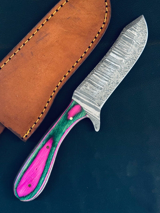 Cowboy Best Damascus Steel Bull Cutter Knife Custom 12" Bull Cutter Knife With Wood Handle