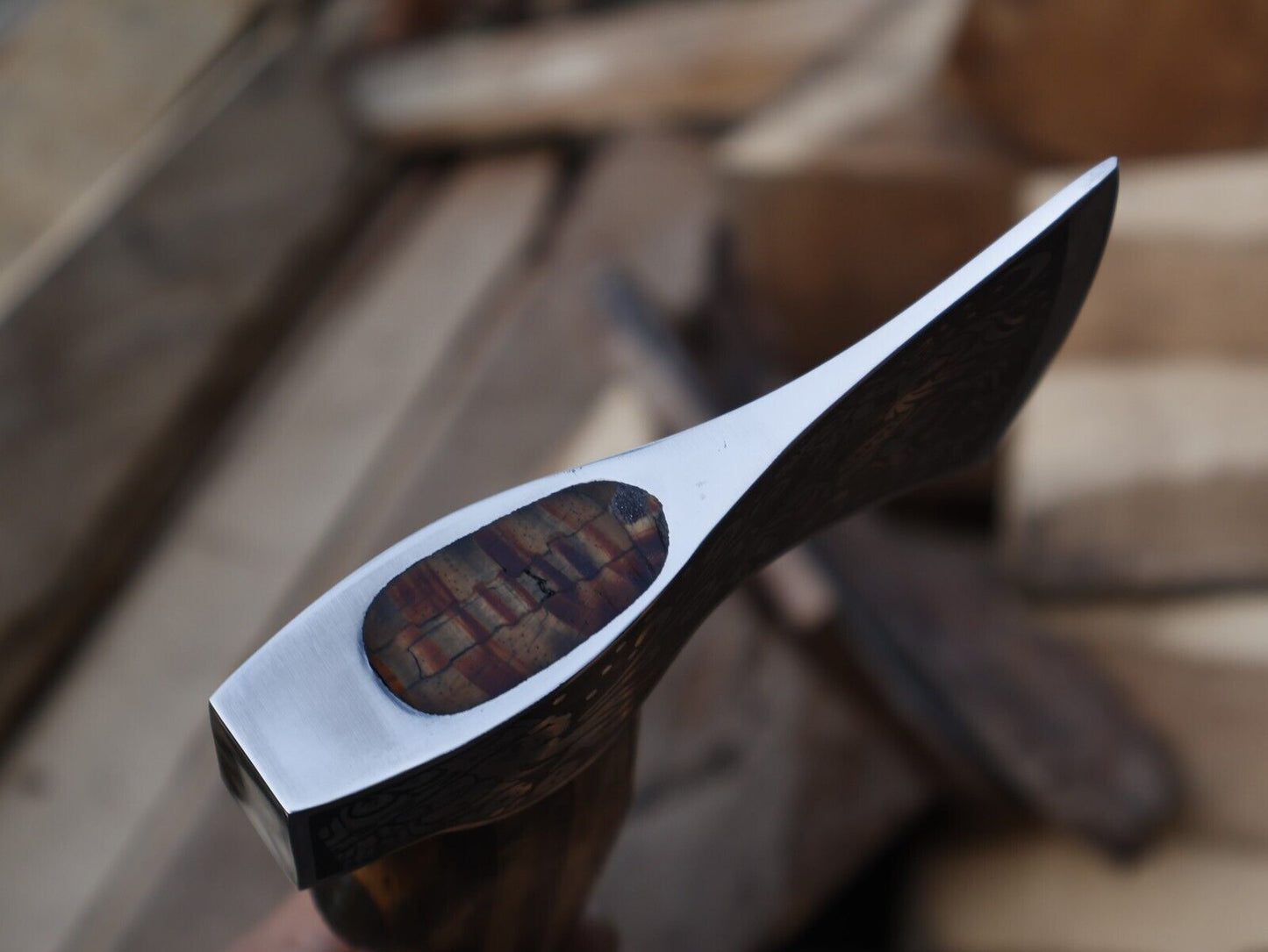 Hand Forged 18 Inch Viking Axe Carbon Steel Blade with Ash Wood Handle and Leather Sheath