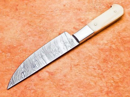 11" Handmade Damascus Steel Chef Kitchen Knife with Camel Bone Handle – Professional Chef Knife