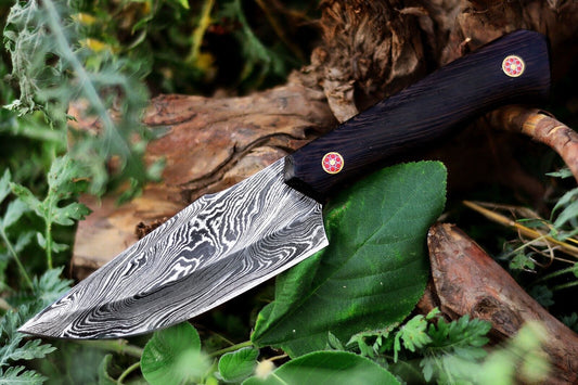 10 Inch Custom Handmade Damascus Steel Hunting Knife with Wenge Wood Handle