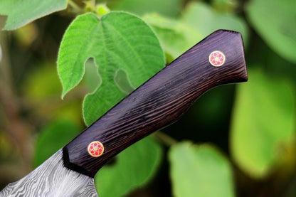 10 Inch Custom Handmade Damascus Steel Hunting Knife with Wenge Wood Handle