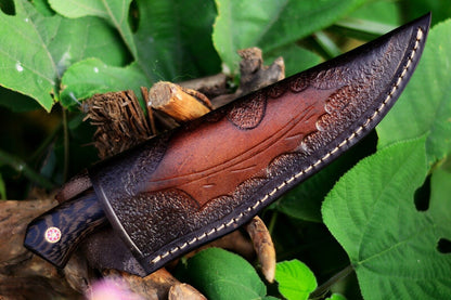 10 Inch Custom Handmade Damascus Steel Hunting Knife with Wenge Wood Handle
