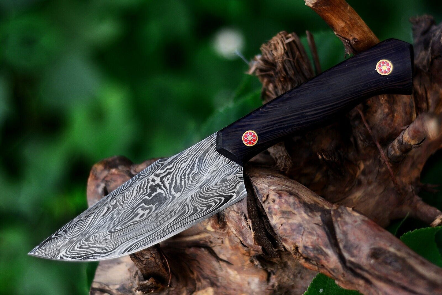 10 Inch Custom Handmade Damascus Steel Hunting Knife with Wenge Wood Handle