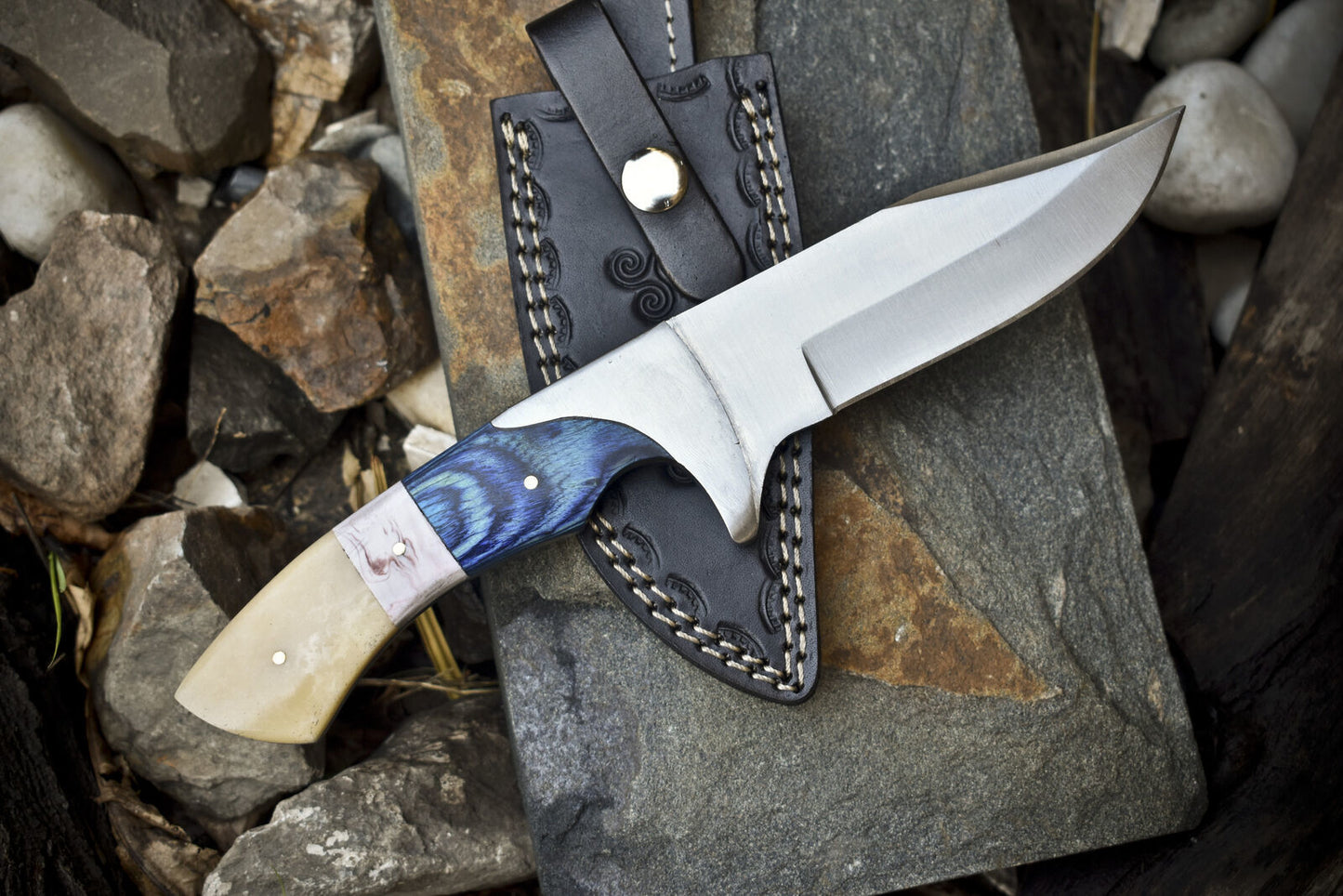Hunting Skinner Knife – AUS-8 Steel, Mixed Material Handle, Steel Guard, Outdoor Sports