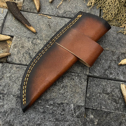 Heritage Forge 9 Inch Handmade Damascus Steel Hunting Skinner Knife with Wood Handle and Sheath
