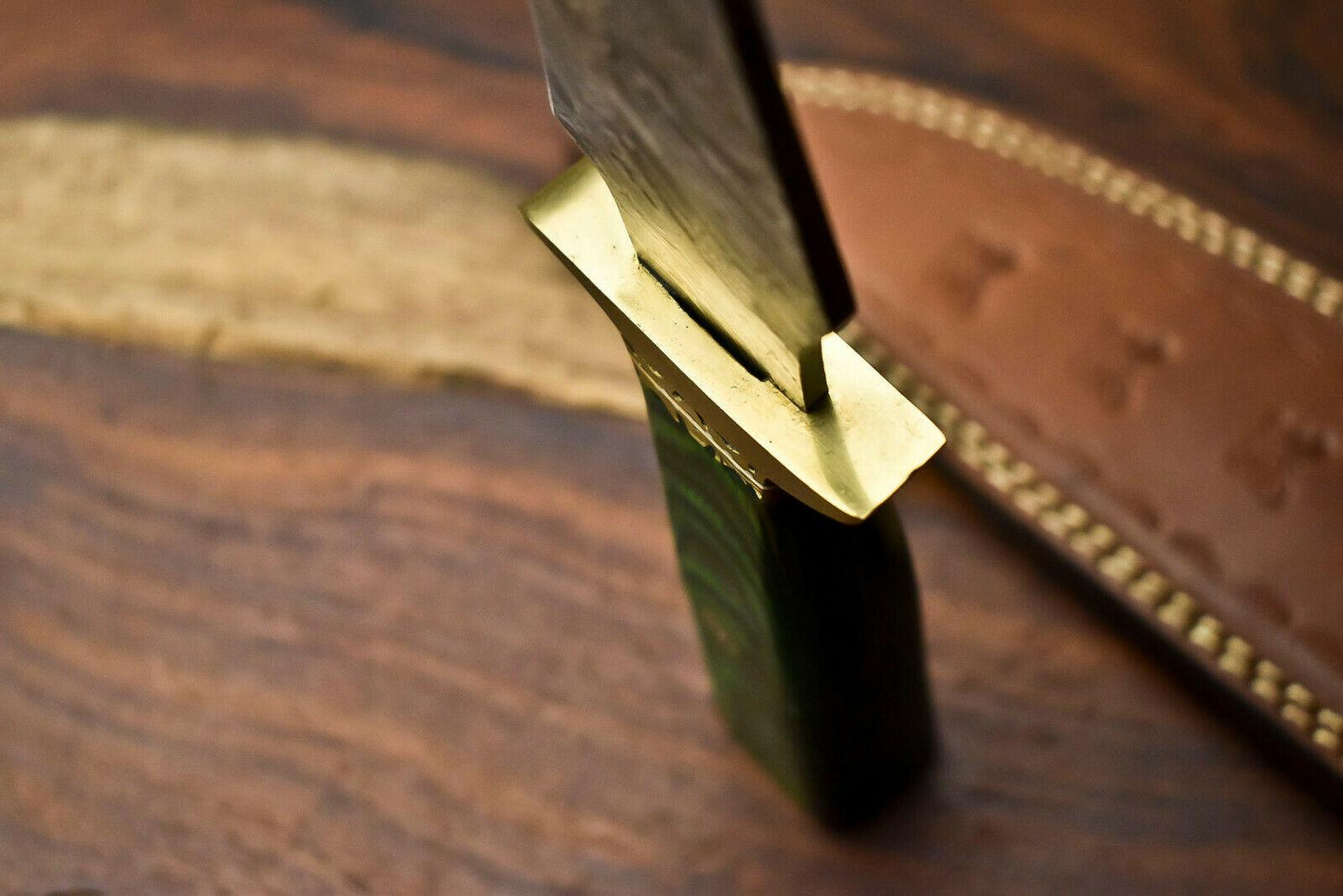 13.5 Inch Handmade Damascus Steel Hunting Bowie Knife with Hardwood Handle