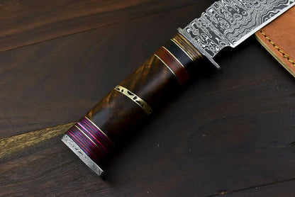 13.7" Damascus Talon Bowie Knife with Walnut Wood Handle