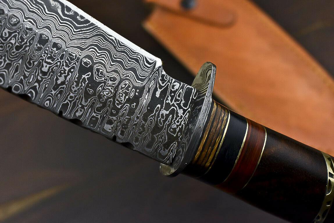 13.7" Damascus Talon Bowie Knife with Walnut Wood Handle