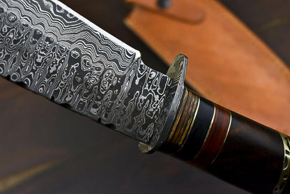 13.7" Damascus Talon Bowie Knife with Walnut Wood Handle