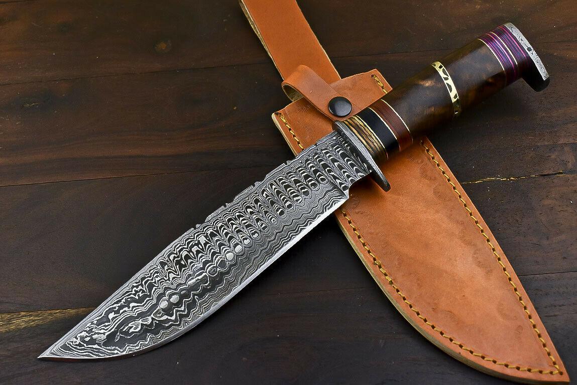 13.7" Damascus Talon Bowie Knife with Walnut Wood Handle