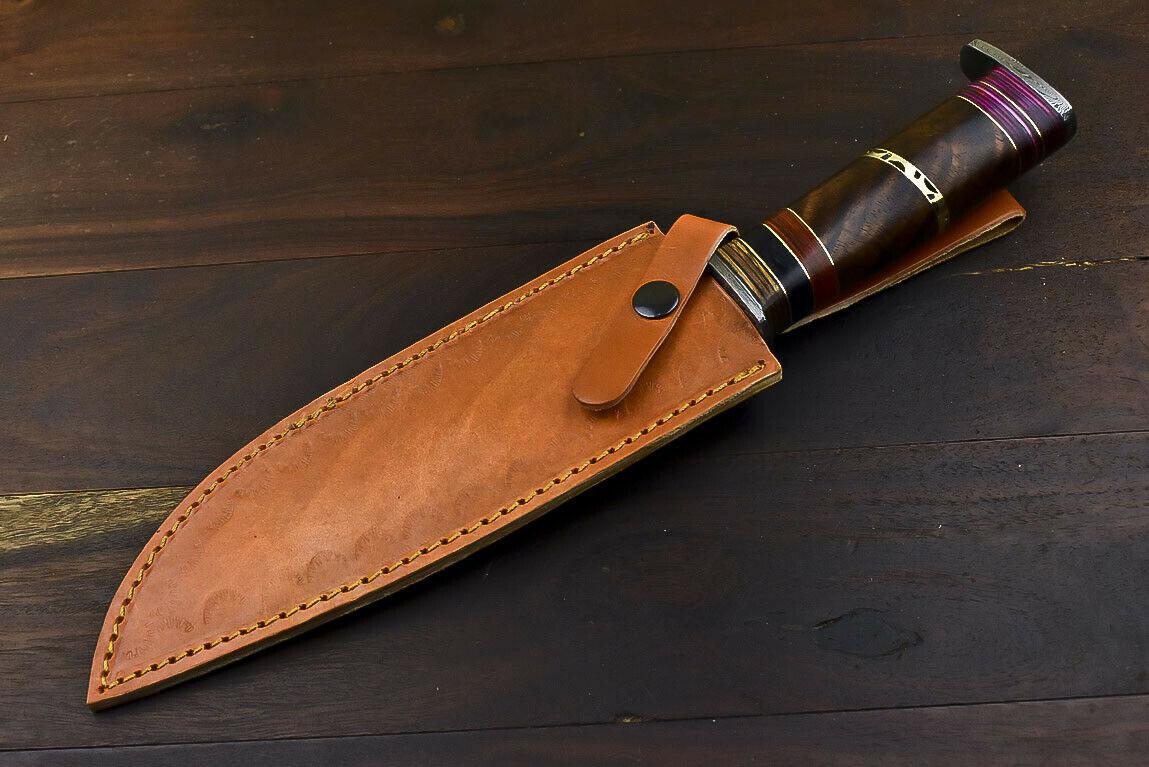 13.7" Damascus Talon Bowie Knife with Walnut Wood Handle