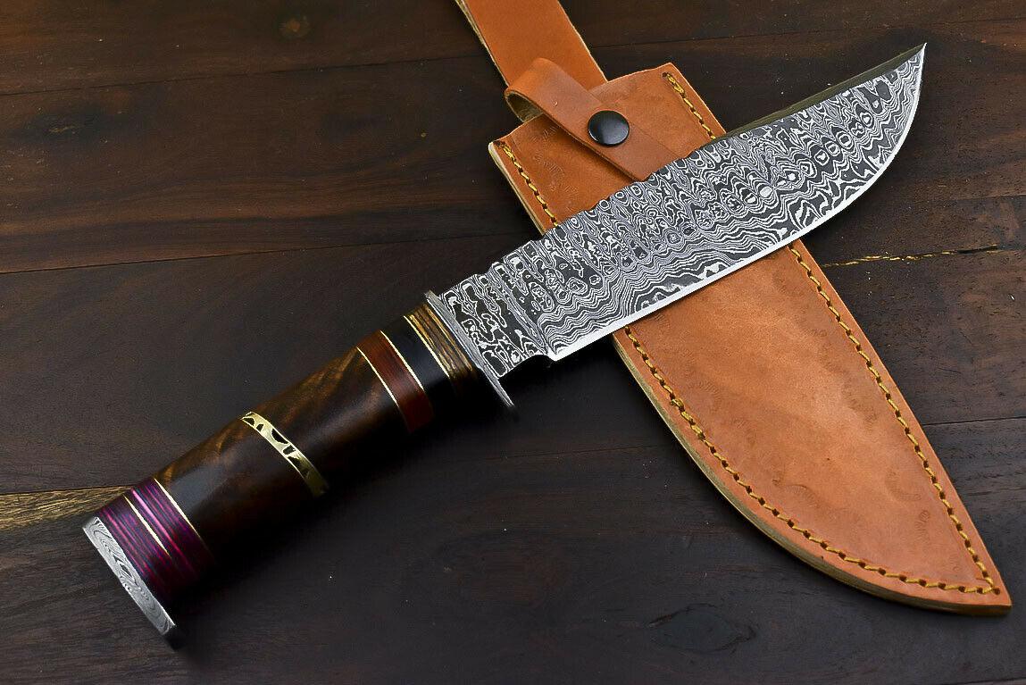 13.7" Damascus Talon Bowie Knife with Walnut Wood Handle