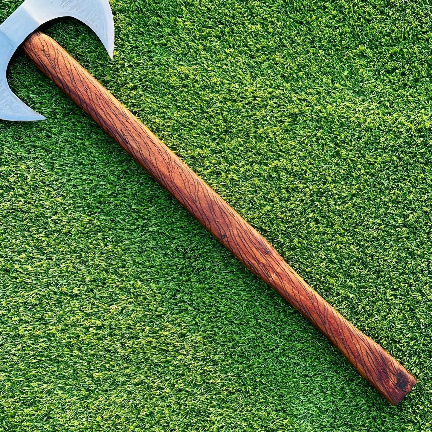 Hand Forged Double Headed Viking Battle Axe 23 Inch with Natural Wood Handle