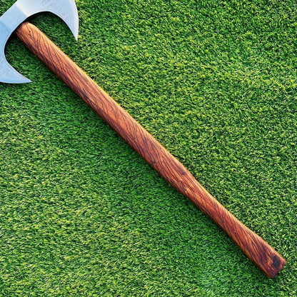 Hand Forged Double Headed Viking Battle Axe 23 Inch with Natural Wood Handle