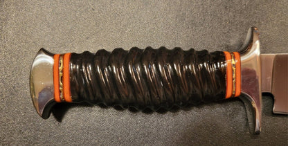 12 Inch Custom D2 Tool Steel Bowie Knife with Impala Bull Horn Handle & Leather Sheath