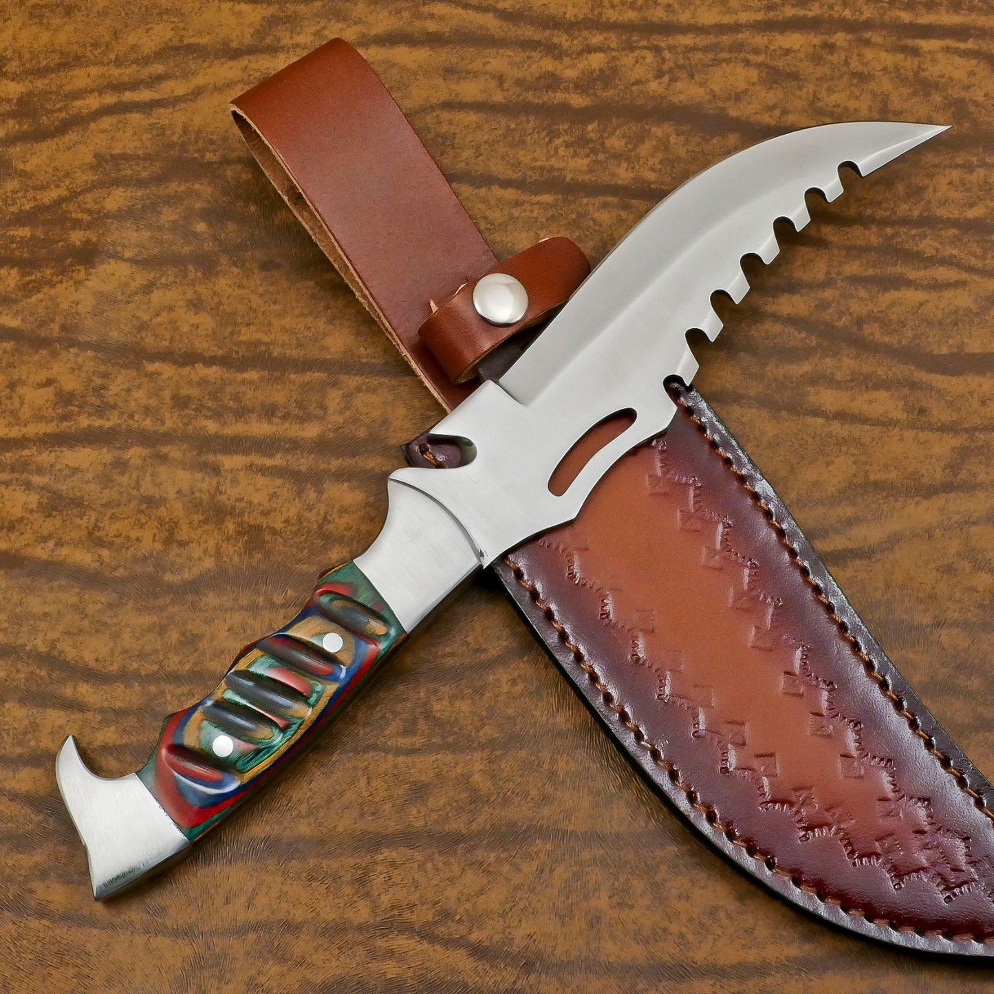 Handmade 12 Inch D2 Steel Hunting Bowie Knife – Full Tang Outdoor Survival Blade