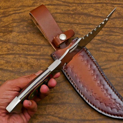 Handmade 12 Inch D2 Steel Hunting Bowie Knife – Full Tang Outdoor Survival Blade