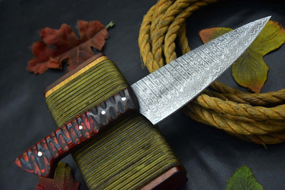 Custom Handmade Damascus Steel Chef Knife – Hand Forged Fixed Blade with Walnut Handle