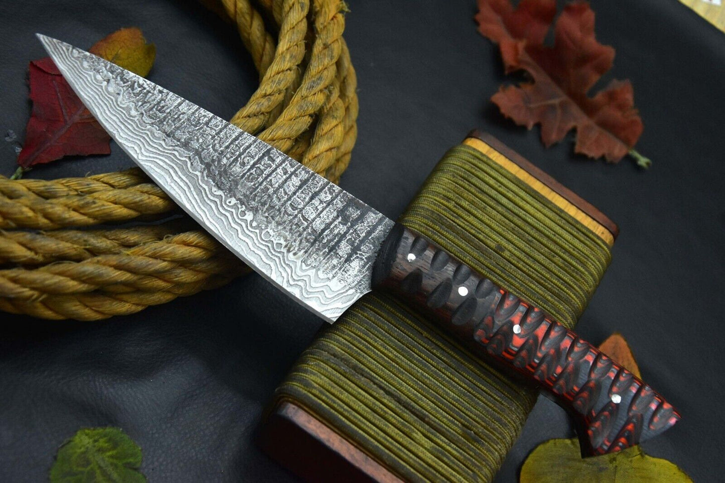 Custom Handmade Damascus Steel Chef Knife – Hand Forged Fixed Blade with Walnut Handle