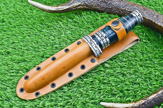 10 Inch Damascus Kris Dagger Bowie Knife with Resin Handle for Hunting and Camping