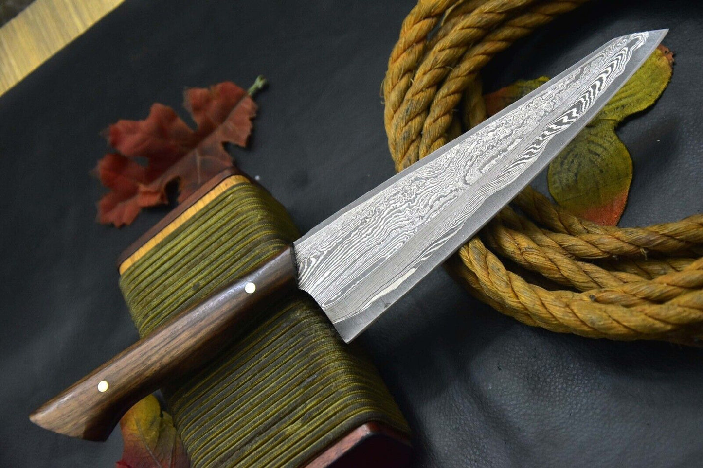 Custom 12.3" OAL Hand Forged San Mai Damascus Steel Chef Knife Handmade