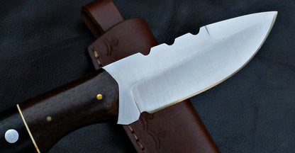 8" Handmade Full Tang D2 Steel Skinner Hunting Knife with Hardwood Handle & Sheath