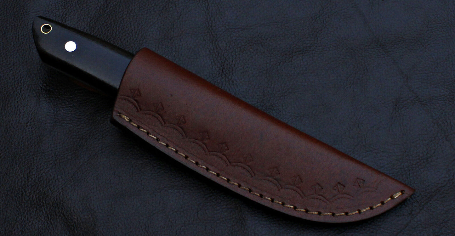 8" Handmade Full Tang D2 Steel Skinner Hunting Knife with Hardwood Handle & Sheath