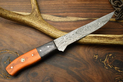 Premium Hand Made Damascus Steel Chef Knife – Full Tang Kitchen Knife with Hard Wood Handle