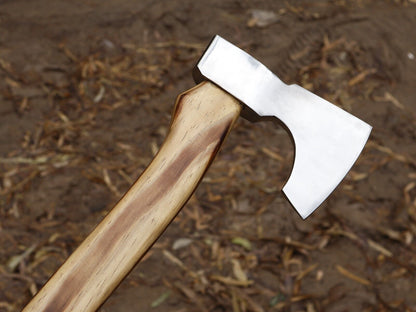 Handmade 18 Inch Viking Tomahawk Axe with Dull Polish Carbon Steel Blade and Ash Wood Handle