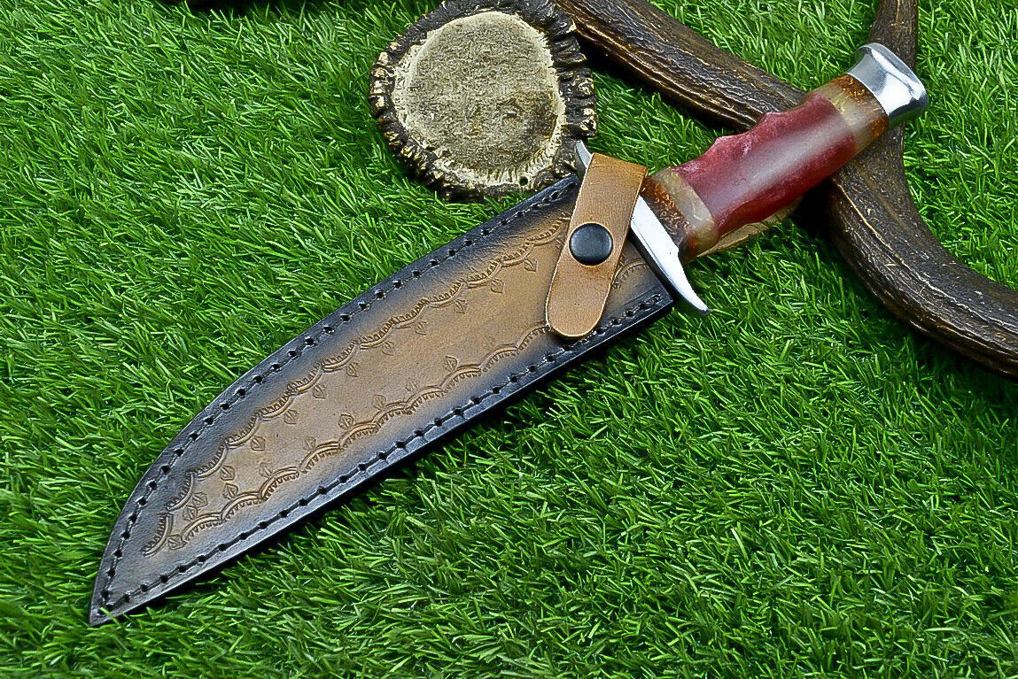 Heritage Forge 12 Inch Resin Handle Damascus Bowie Knife for Camping and Hunting