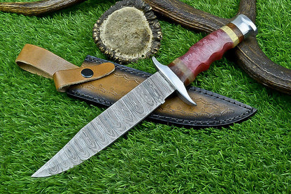 Heritage Forge 12 Inch Resin Handle Damascus Bowie Knife for Camping and Hunting