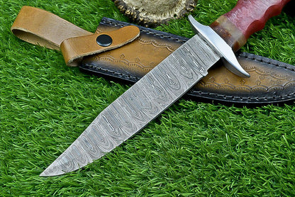 Heritage Forge 12 Inch Resin Handle Damascus Bowie Knife for Camping and Hunting