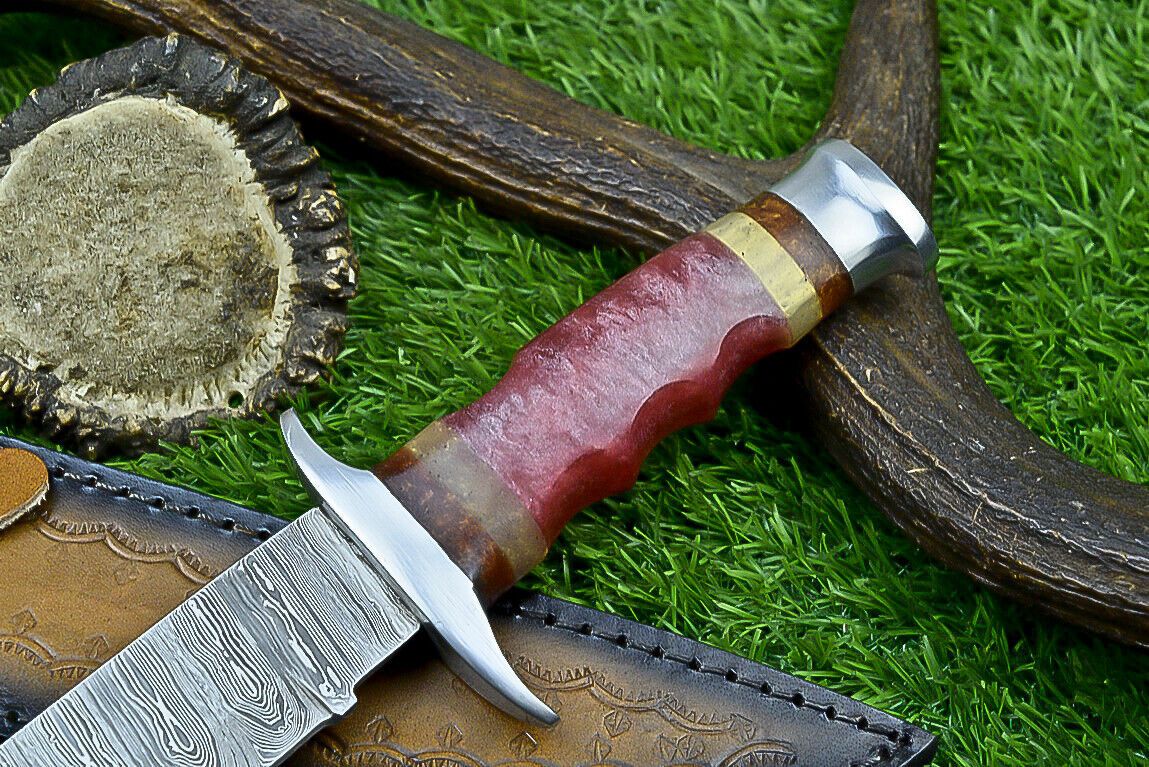 Heritage Forge 12 Inch Resin Handle Damascus Bowie Knife for Camping and Hunting