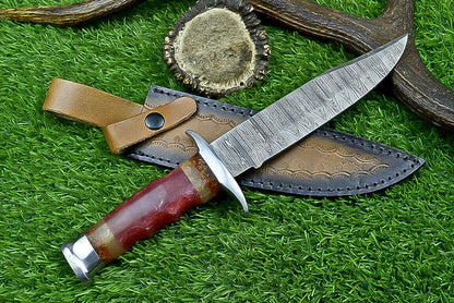 Heritage Forge 12 Inch Resin Handle Damascus Bowie Knife for Camping and Hunting