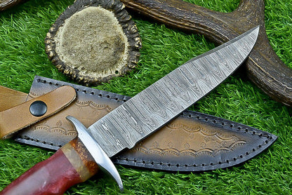 Heritage Forge 12 Inch Resin Handle Damascus Bowie Knife for Camping and Hunting