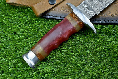 Heritage Forge 12 Inch Resin Handle Damascus Bowie Knife for Camping and Hunting