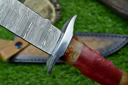 Heritage Forge 12 Inch Resin Handle Damascus Bowie Knife for Camping and Hunting