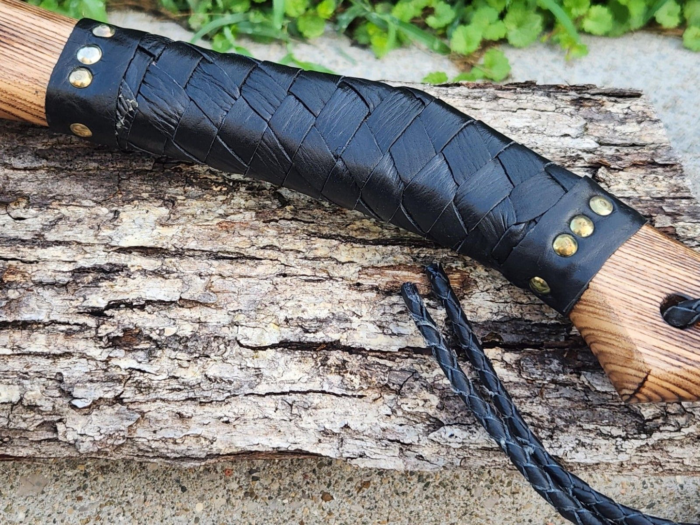 Handmade Carbon Steel Viking Axe with Wooden Handle and Leather Sheath