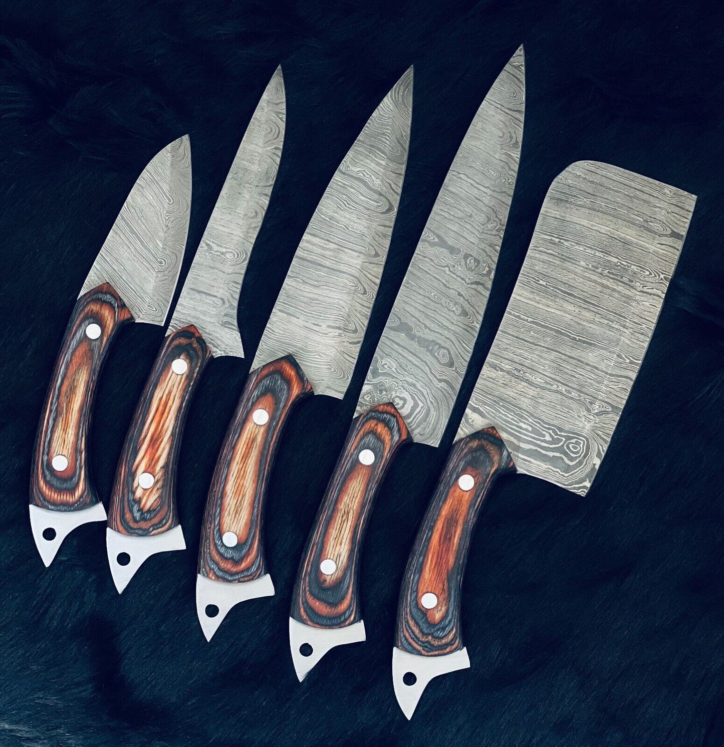 9"-13" Handmade Damascus Steel Knife Set – Chef, Hunting & Camping Knives