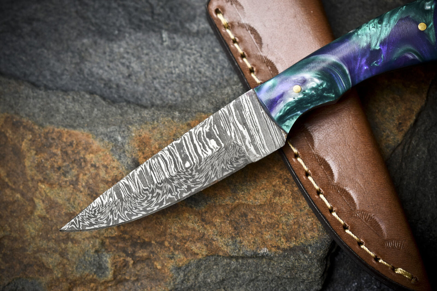 Compact Twist Damascus Skinner Knife Micarta Handle Handmade EDC Closeout