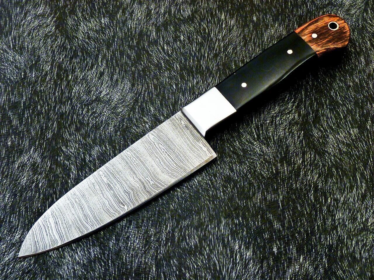 9.7" Custom Hand Forged Damascus Steel Chef Kitchen Knife with Bull Horn & Hardwood Handle